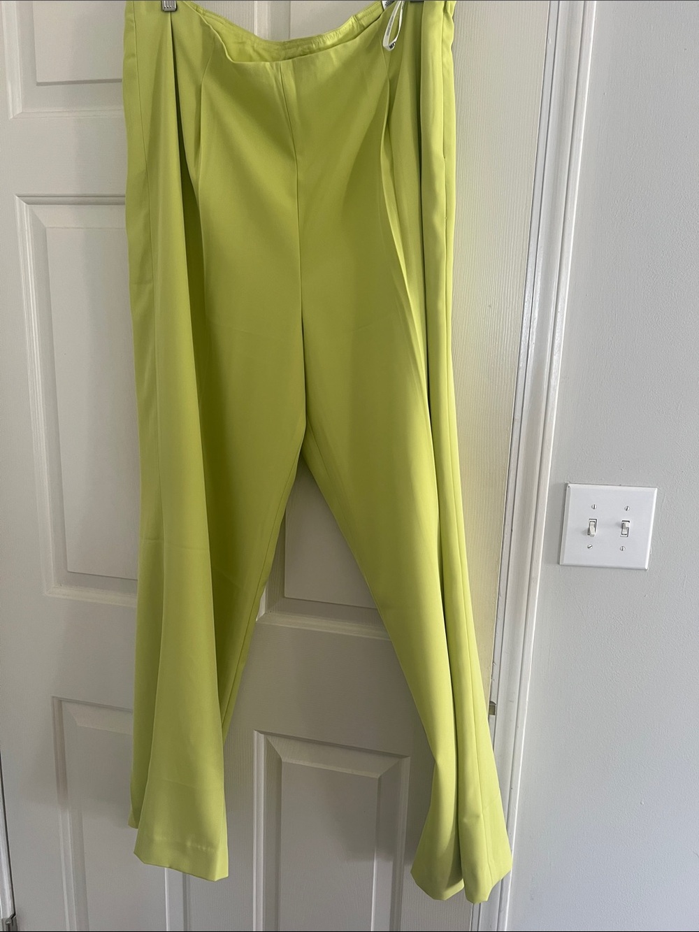 Anne Klein Bright Lime Green Wide-Leg High-Waist Pants